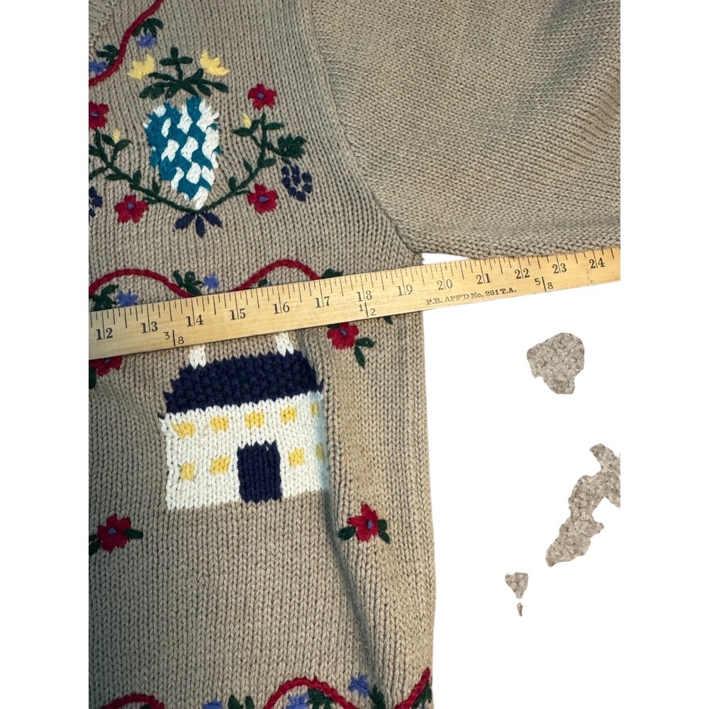 Rosslee Womens Cardigan Sweater Beige Farmhouse Scene‎ Grandma Core Size L - Picture 5 of 6